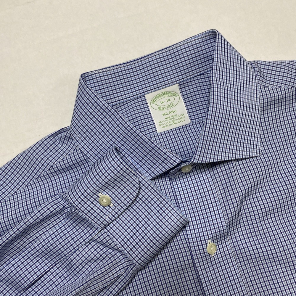 Brooks Brothers Men's 16-34‎ Blue Striped Long Sleeve Shirt